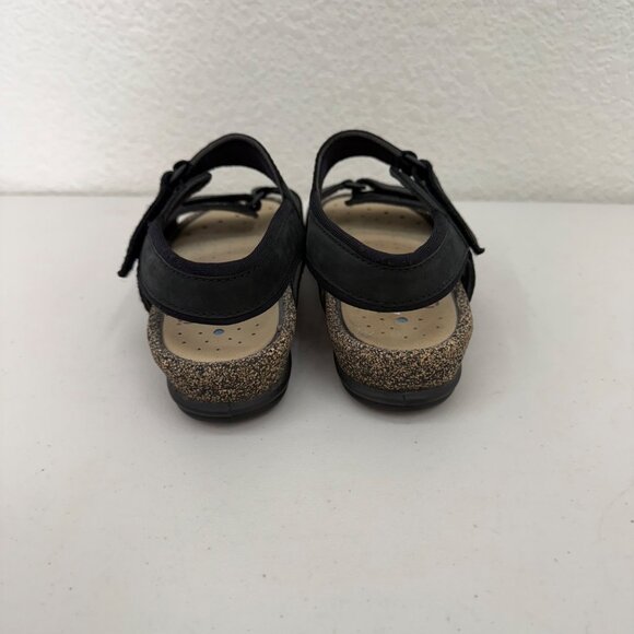 Ecco Cosmo Black Leather Cork Adjust Open Toe Sandals Shoe Womens sz 39 US 8-8.5 - Picture 3 of 9